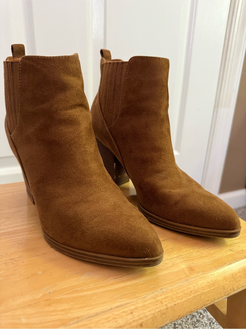a.n.a Brown Suede Pointed Toe Ankle Booties